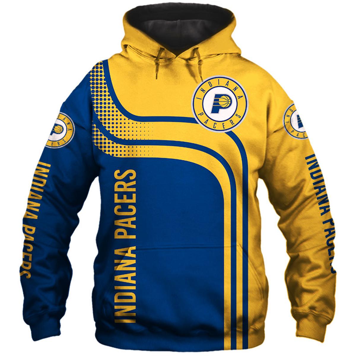 Indiana Pacers Gold Blue Curves Best Zip Hoodie