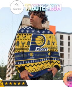Indiana Pacers Gold Blue Ugly Christmas Sweater Gift