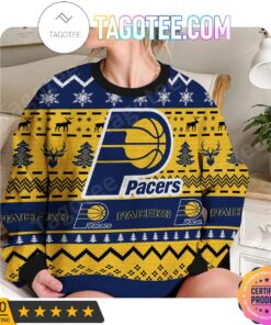 Indiana Pacers Gold Blue Ugly Christmas Sweater Gift 3