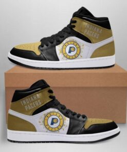 Indiana Pacers Gold Blue Air Jordan 1 High Sneakers