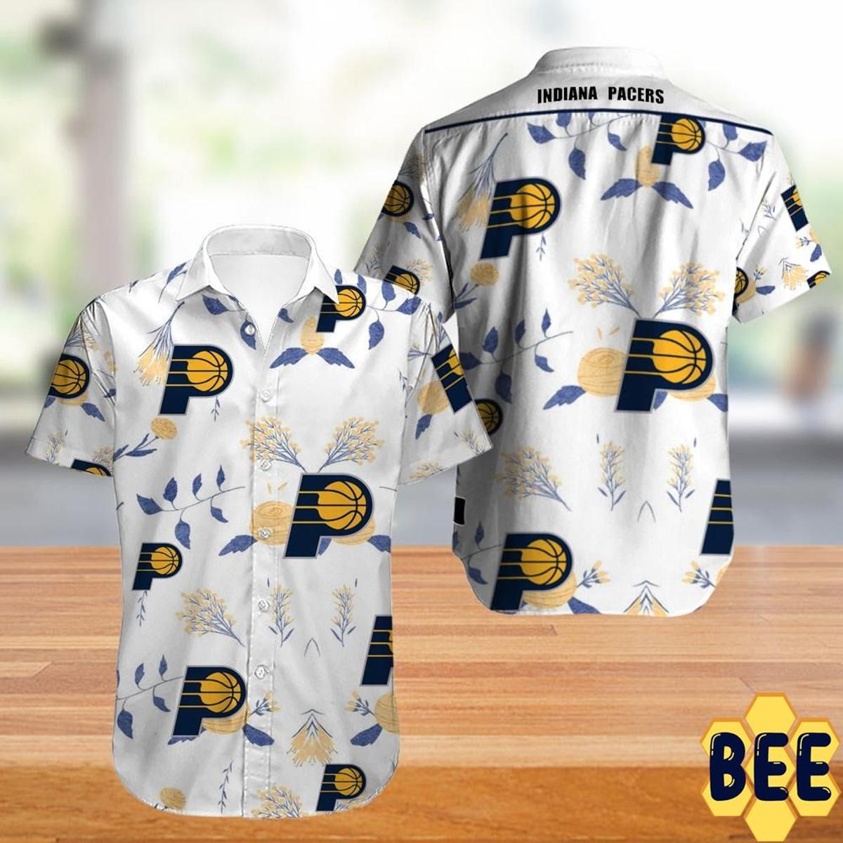 Nba Indiana Pacers Blue Yellow Tropical Floral Hawaiian Shirt Gift For Fans