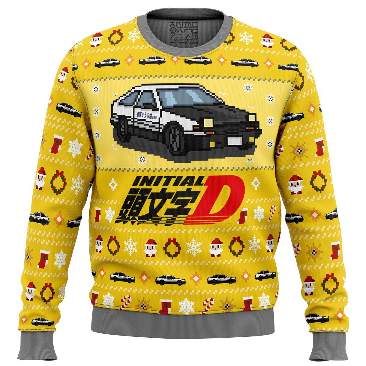 Initial D Classic Toyota Car Ugly Christmas Sweater Best Xmas Gift For Manga Fans