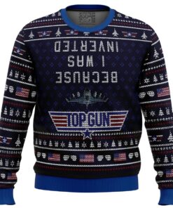 Inverted Top Gun Us Flag Pattern Ugly Christmas Sweater Best Fan Gift