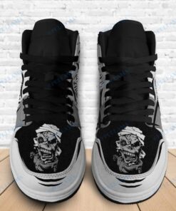 Iron Maiden Black White Air Jordan 1 High Sneakers For Fans