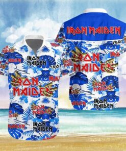 Iron Maiden Logo Tropical Flower Hawaiian Shirt Outfit For Men Women