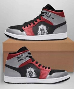 Iron Maiden Red And Black Air Jordan 1 High Sneakers