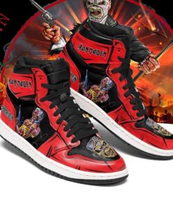 Iron Maiden Red Black Air Jordan 1 High Sneakers For Fans