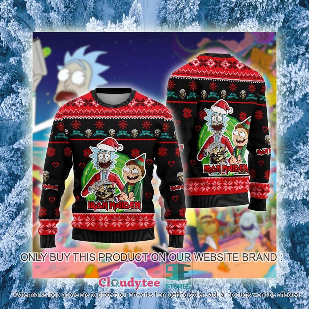 Iron Maiden Rick And Morty Best Ugly Christmas Sweater