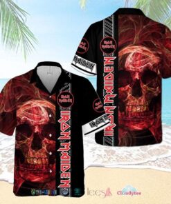Iron Maiden Skull Black Red Aloha Shirt Hawaiian Outfit For Fans