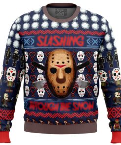 Slashing Through The Snow Jason Voorhees Friday The 13th Series Ugly Xmas Sweater Gift For Fans