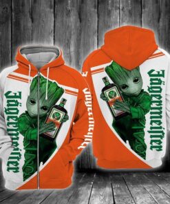 J?germeister Baby Groot Orange Zip Hoodie Best Gift For Fans