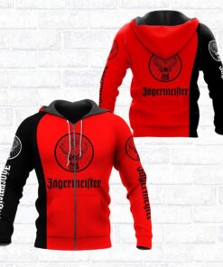 J?germeister Black Red Zip Hoodie For Fans