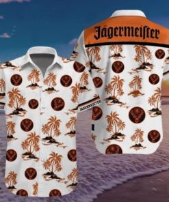 Jã¤germeister Leaves Patterns Tropical Hawaiian Shirt Size From S To 5xl