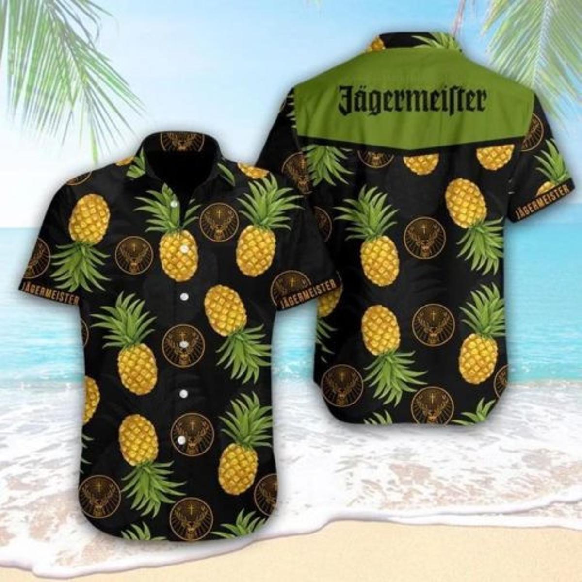 Jã¤germeister Leaves Patterns Tropical Hawaiian Shirt Size From S To 5xl