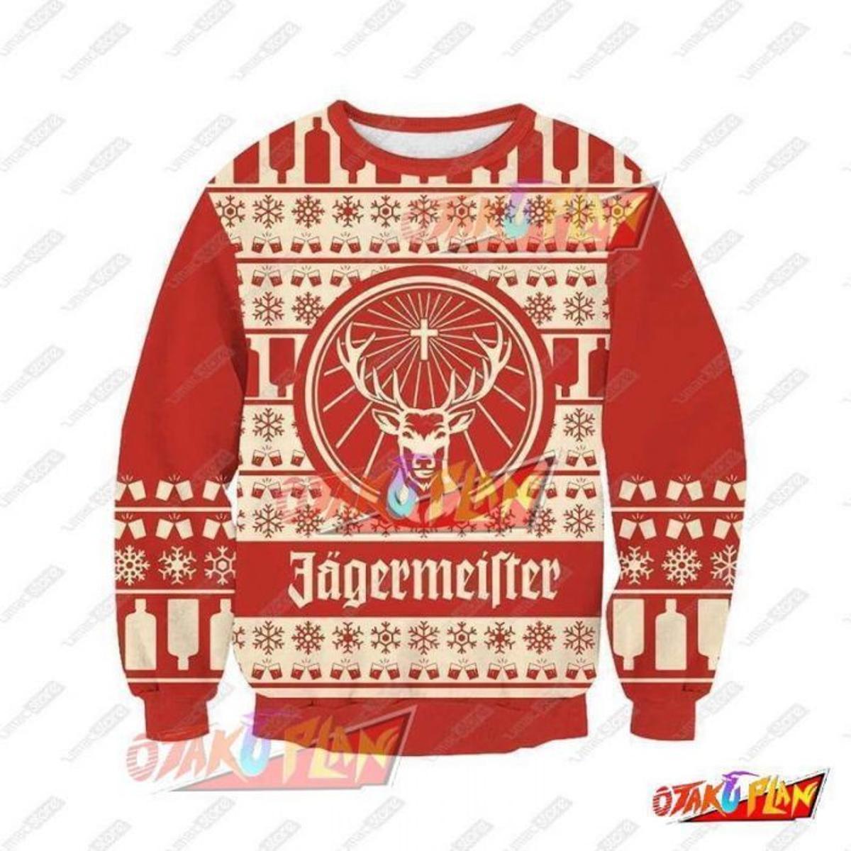 Jć¤germeister Red Ugly Christmas Sweater Gift For Fans