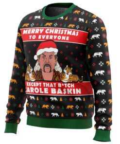 Joe Exotic Tiger King Except That Btch Funny Ugly Christmas Sweater Gift For Fans 2