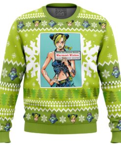 Jojos Bizarre Adventure Character Jolyne Cujoh Chartreuse Xmas Sweater Best Outfit For Fans 1