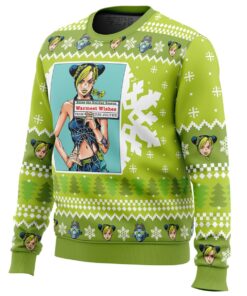 Jojo’s Bizarre Adventure Character Jolyne Cujoh Chartreuse Xmas Sweater Best Outfit For Fans