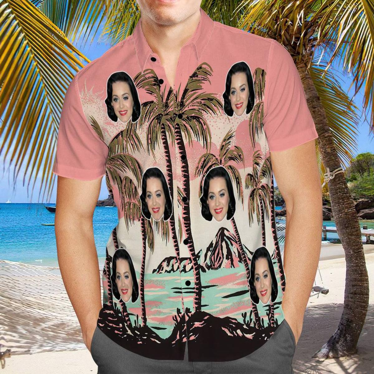 Katy Perry Blue Coconut Grove Aloha Shirt Funny Gift For Fans