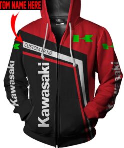 Kawasaki Motorcycles Skull Zip Hoodie For Men And Women