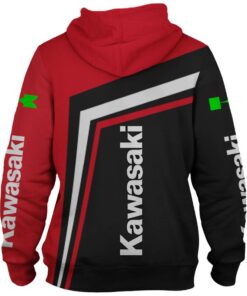 Kawasaki Motorcycles Custom Name Red Black Zip Hoodie Gift