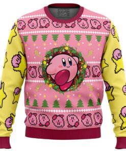 Kirby Game Series Pink Yellow Christmas Sweater Funny Gift For Fans