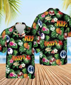 Kiss Tropical Pineapple Hawaiian Shirt Funny Gift For Fans