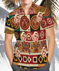 Lady Gaga Tribal Patterns Hawaiian Shirt Vintage Aloha Shirt For Fans