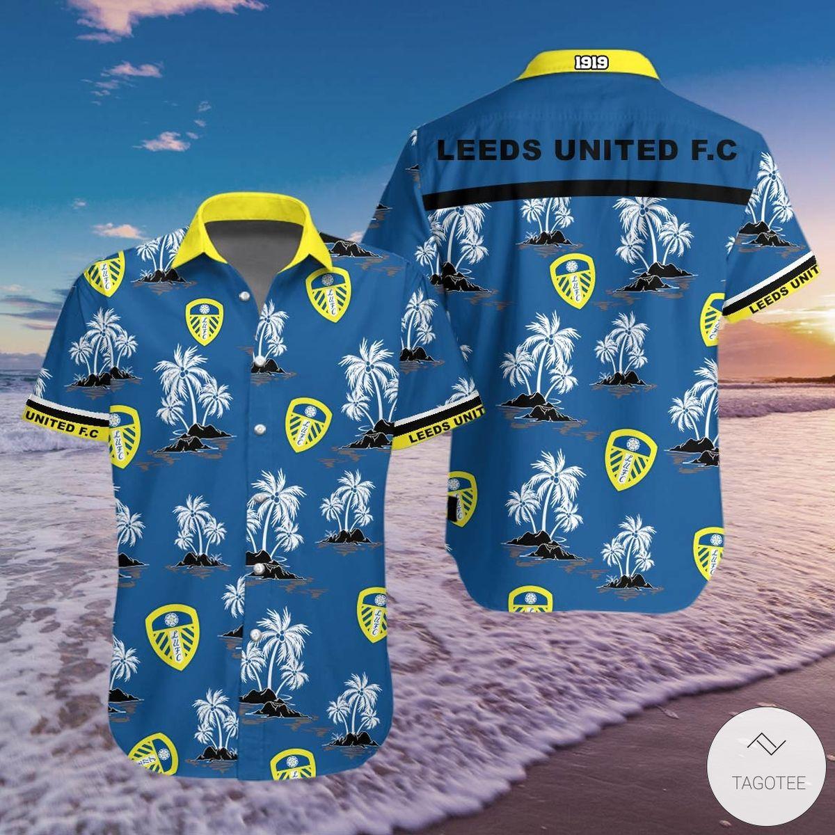 Leeds United Multi Logo White Yellow Floral Hawaiian Shirt Best Gift For Fans