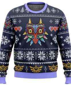 Legend Of Zelda Majoraâ€™s Mask Pixel Art Ugly Christmas Sweater Plus Size Sweater For Men Women