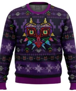 Legend Of Zelda Majoras Mask Seamless Purple Ugly Christmas Sweater Gift For Fans