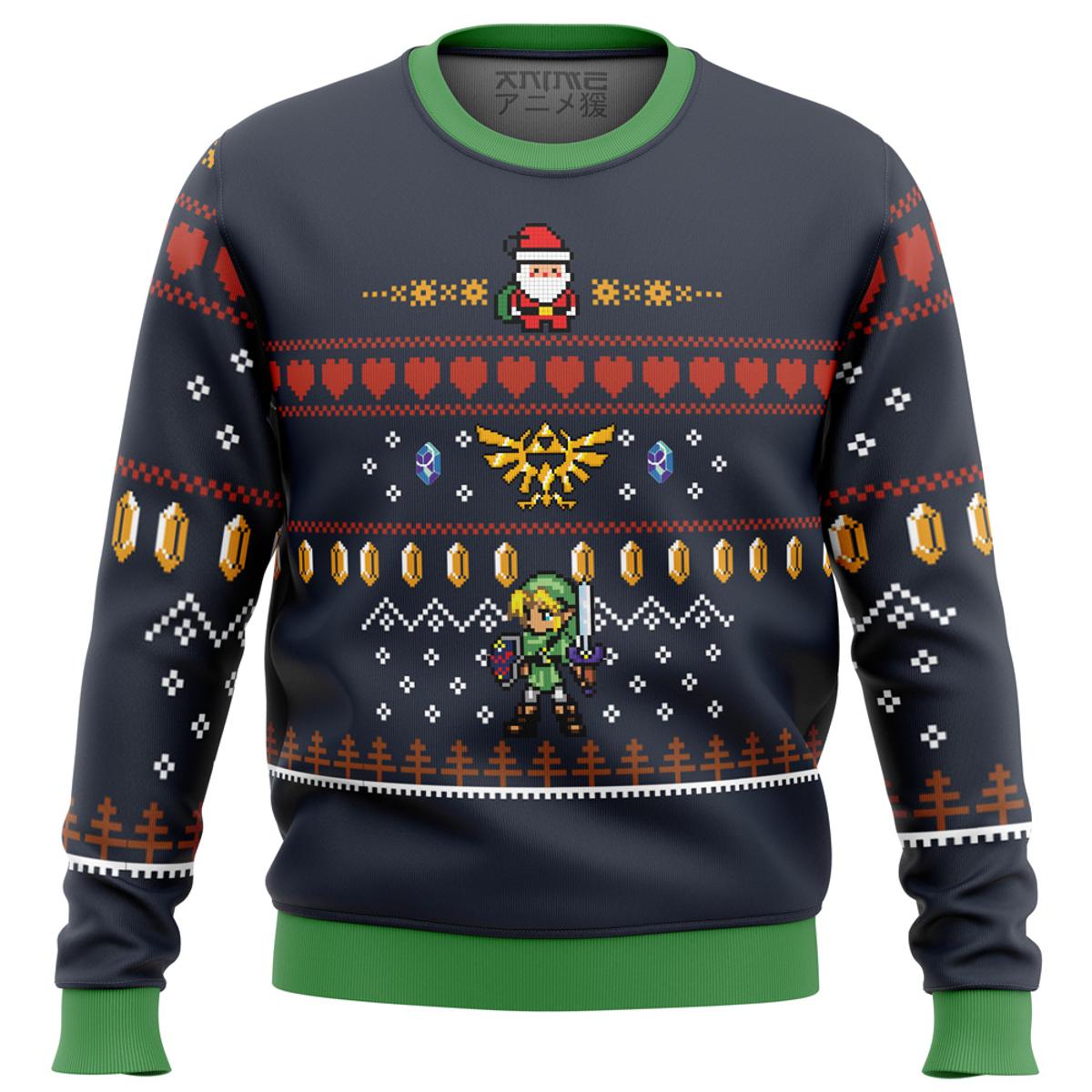 One Punch Man Saitama Pixel Art Style Yellow Red Ugly Christmas Sweater Funny Gift For Fans