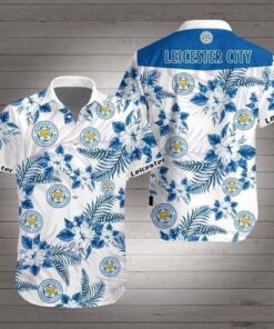 Leicester City Fc White Blue Floral Hawaiian Shirt Best Gift For Fans