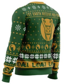 Let Earth Receive Her King Loki Marvel Plus Size Ugly Christmas Sweater 3