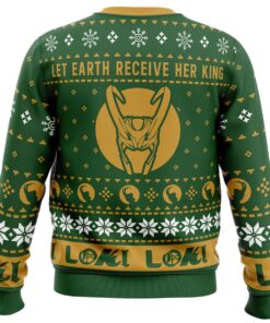 Let Earth Receive Her King Loki Marvel Plus Size Ugly Christmas Sweater 4