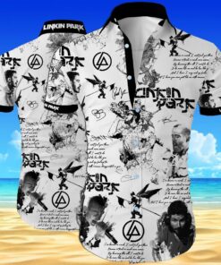 Linkin Park Logo Black White Vintage Hawaiian Shirt Best Gift For Fans