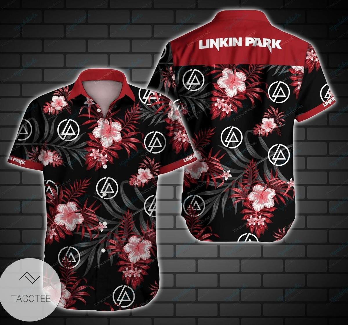 Linkin Park Red Black Floral Tropical Hawaiian Shirt Best Gifts Idea