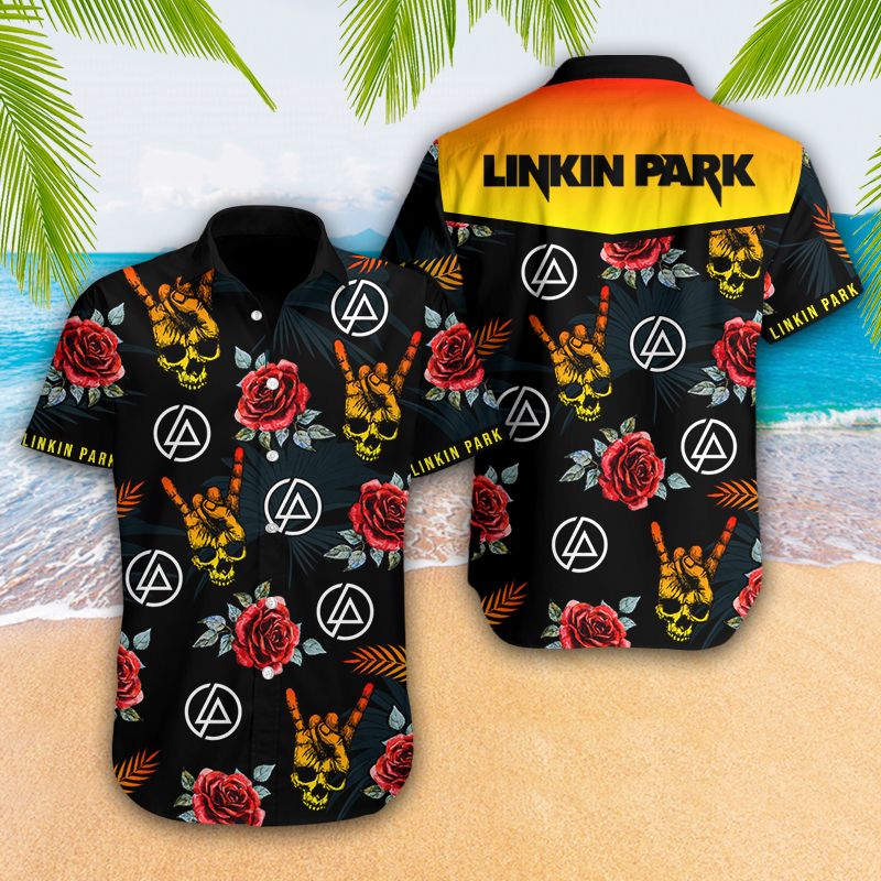 Linkin Park Logo Black White Vintage Hawaiian Shirt Best Gift For Fans