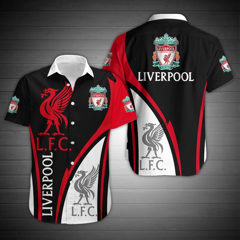 Liverpool Fc Logo Black Red Special Design Hawaiian Shirt Size From S To 5xl