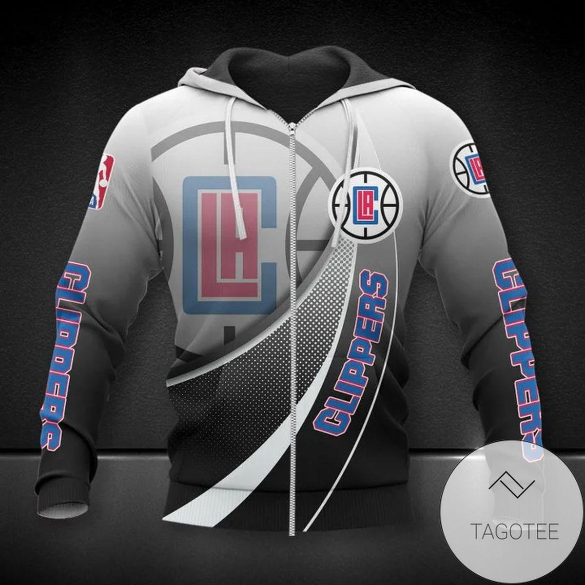 Los Angeles Clippers Custom Name Number Gray Blue Best Zip Hoodie