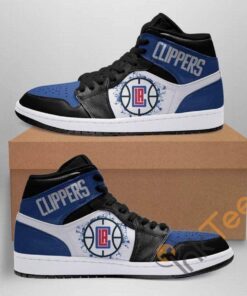 Los Angeles Clippers Blue Black Air Jordan 1 High Sneakers Gift For Fans