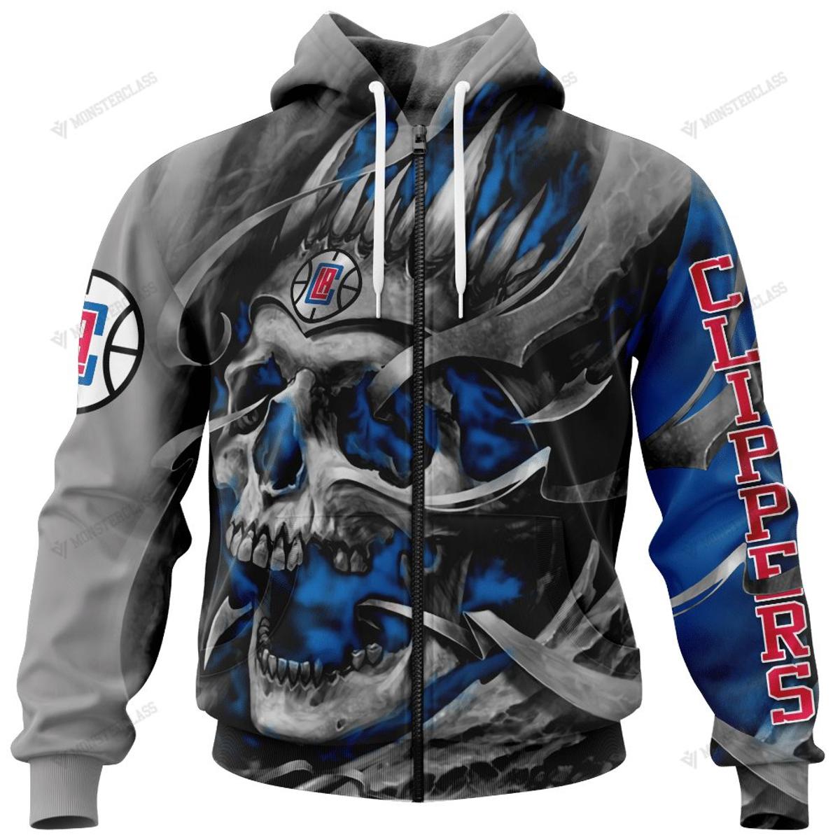 Los Angeles Clippers Custom Name Number Warrior Armor Zip Hoodie Gift