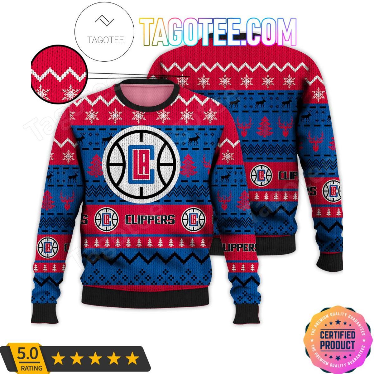 Los Angeles Clippers White Bllue The Grinch Best Ugly Christmas Sweater