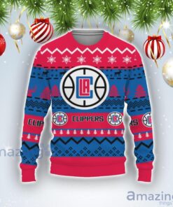Los Angeles Clippers Red Blue Ugly Christmas Sweater For Fans