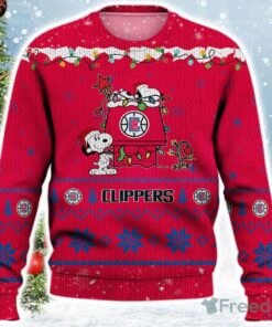 Los Angeles Clippers Red Snoopy Lie Dog House Ugly Christmas Sweater Best Gift For Fans