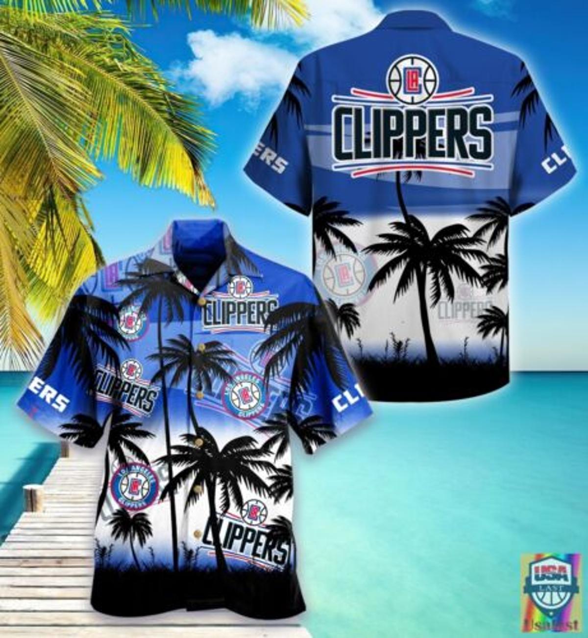 Nba Los Angeles Clippers Hibiscus Flowers With Stripe Lines Vintage Hawaiian Shirt