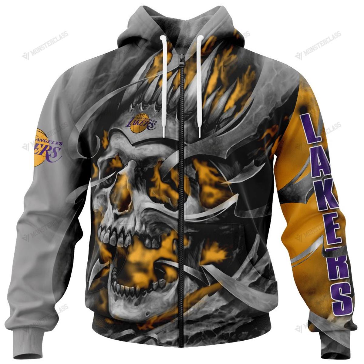 Los Angeles Lakers Purple Golden Zip Hoodie Best Gift For Fans