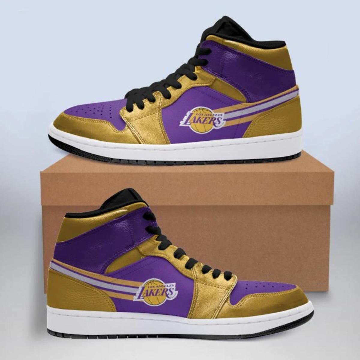 Los Angeles Lakers Purple Black Air Jordan 1 High Tops