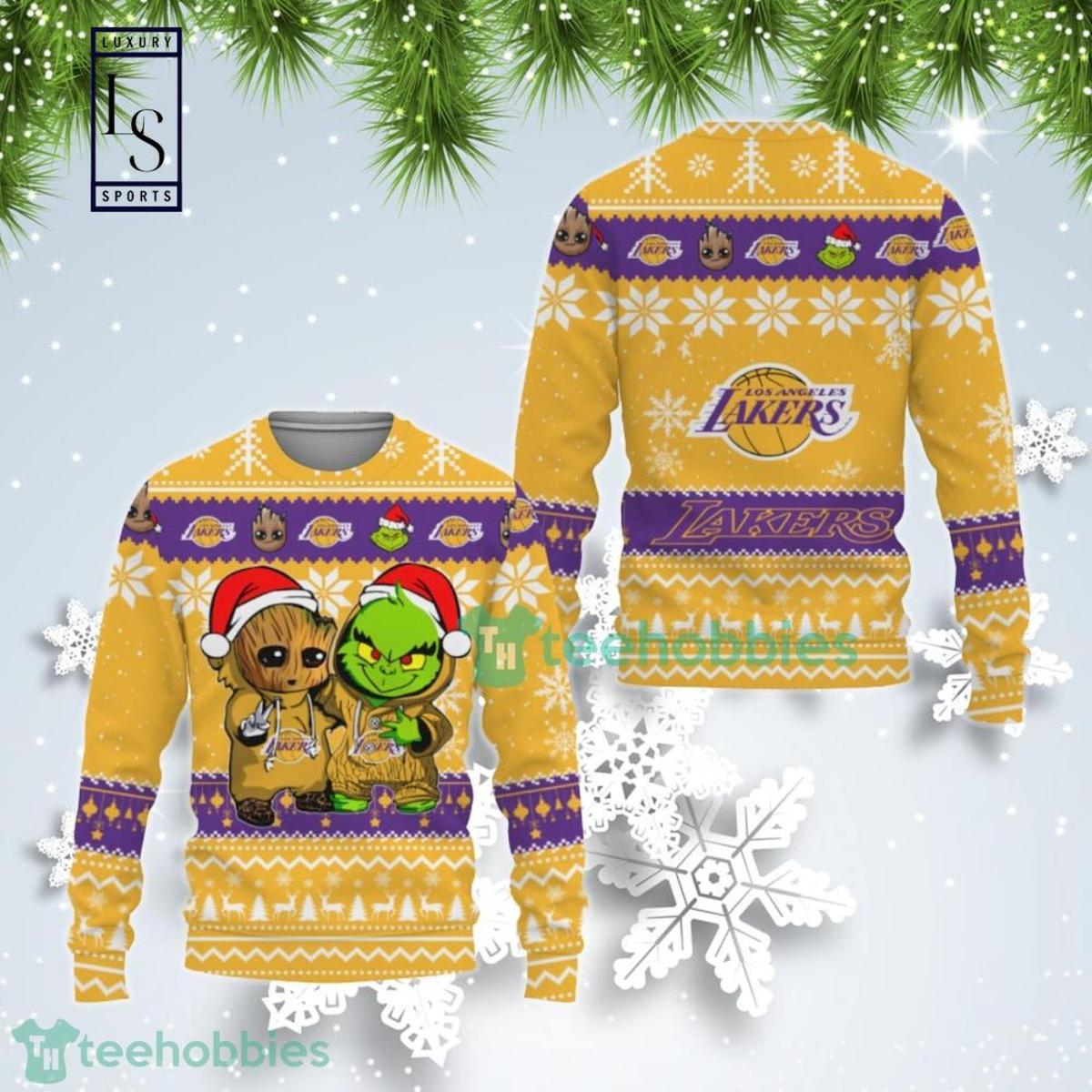 Los Angeles Lakers Gold Purple Baby Yoda Sweater Gift For Fans