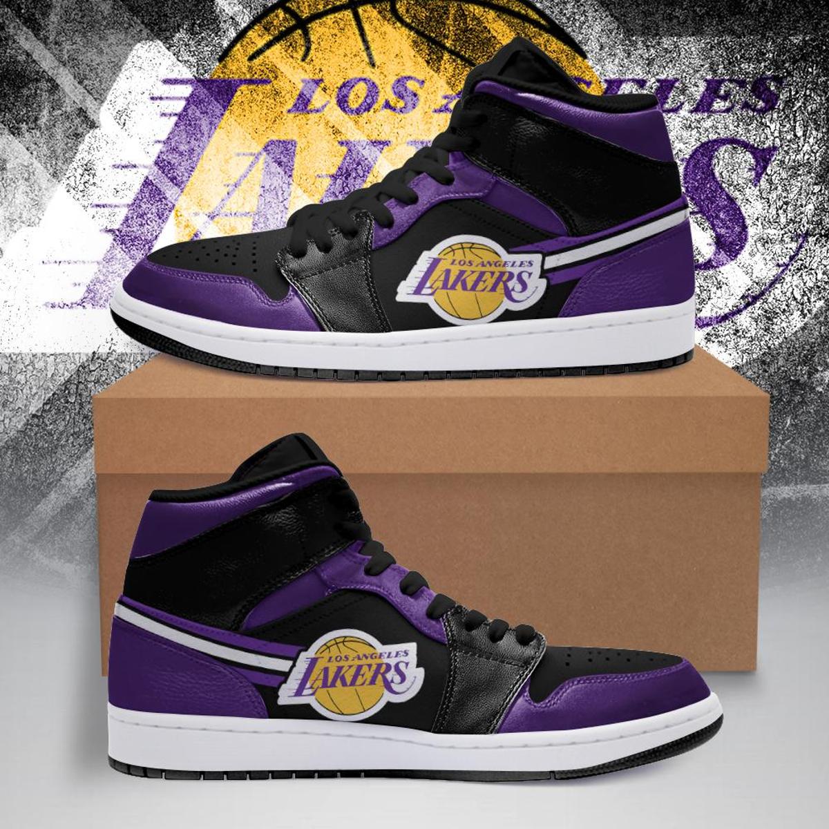 Los Angeles Lakers Gold Purple Air Jordan 1 High Tops